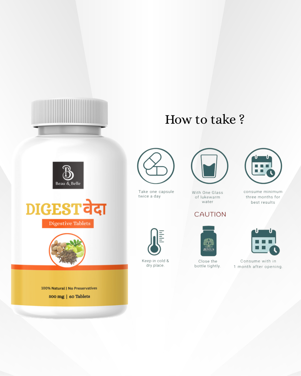 Beau & Belle DigestVeda Capsules-500mg-Pack Of 60 Capsules